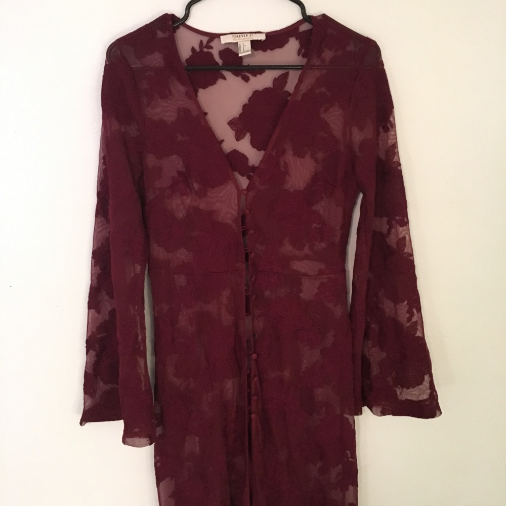 burgundy rose kimono